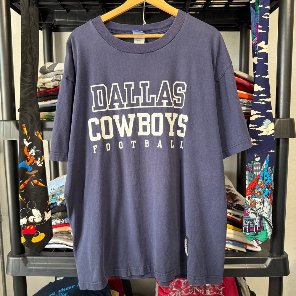 Y2K Navy Reebok Dallas Cowboys Football T-Shirt Size Large Oversized